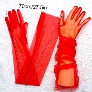 - Red mesh 
Long Gloves NWT Sheer